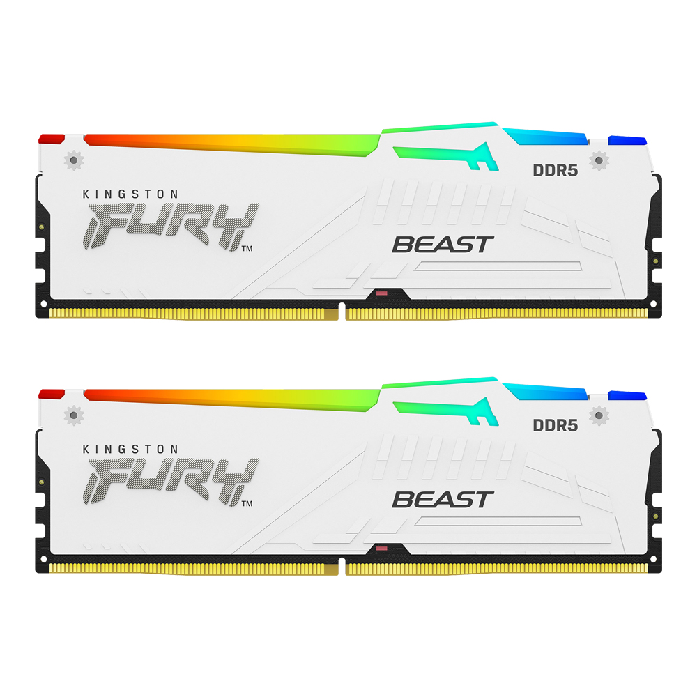 Kingston RAM DDR5(5600) 32GB (16GBX2) KINGSTON FURY BEAST RGB WHITE (KF556C40BWAK2-32) — product image 1