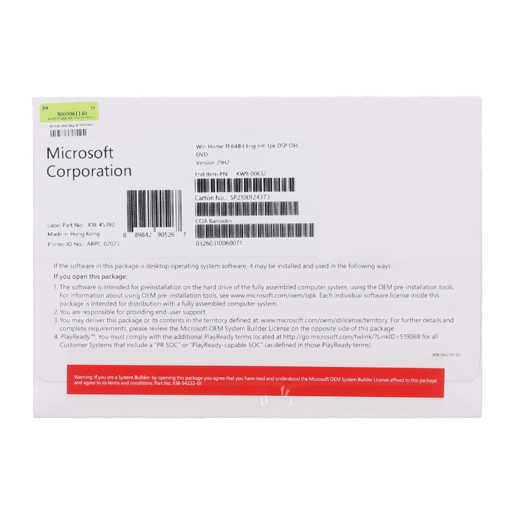 microsoft WINDOWS 11 HOME 64 BIT (OEM,KW9-00632) — product image 1