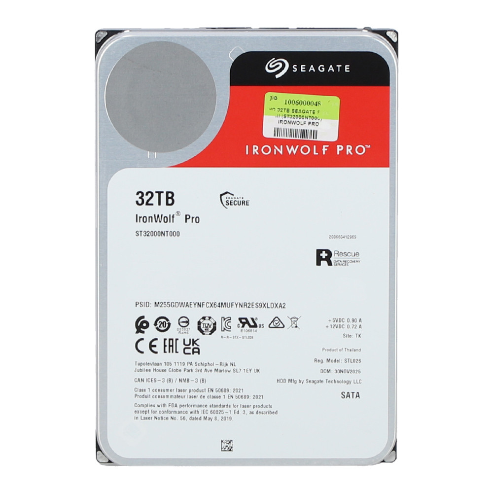 seagate 32 TB HDD SEAGATE IRONWOLF PRO (7200RPM, 512MB, SATA-3, ST32000NT000) — product image 1