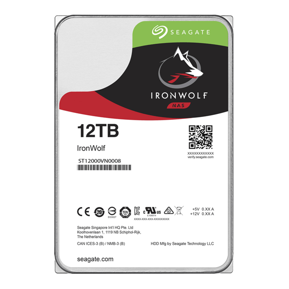 seagate 12 TB HDD SEAGATE IRONWOLF (7200RPM, 256MB, SATA-3, ST12000VN0008) — product image 1