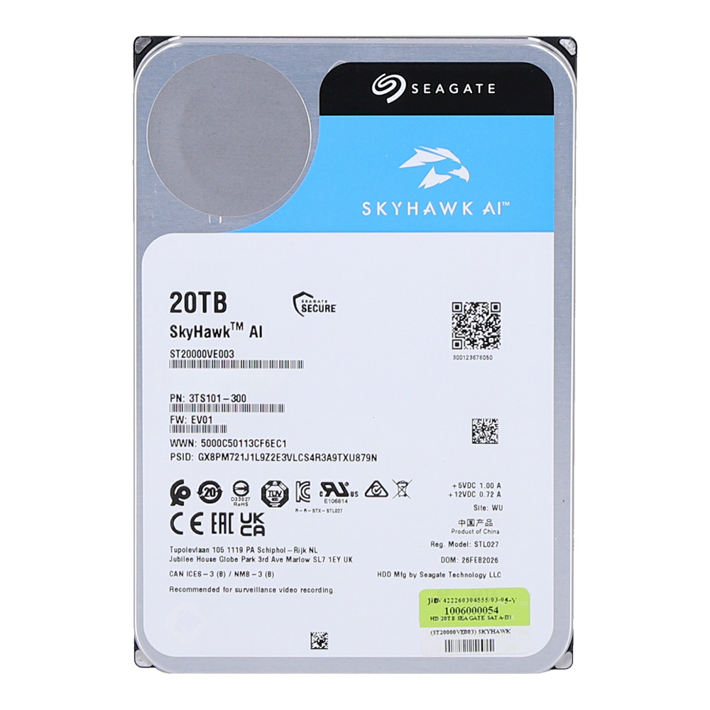 seagate 20 TB HDD CCTV SEAGATE SKYHAWK AI (7200RPM, 512MB, SATA-3, SGT-ST20000VE003) — product image 1