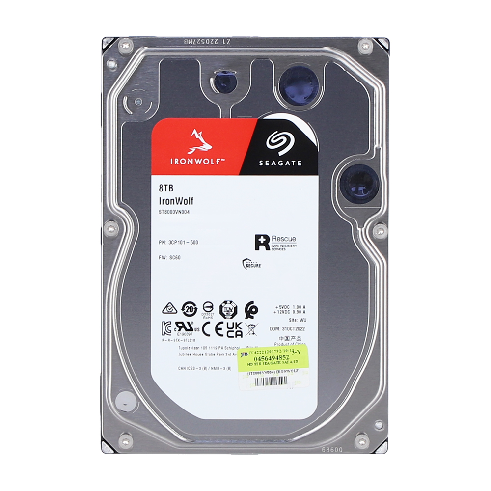 seagate 8 TB HDD SEAGATE IRONWOLF (7200RPM, 256MB, SATA-3, ST8000VN004) — product image 1
