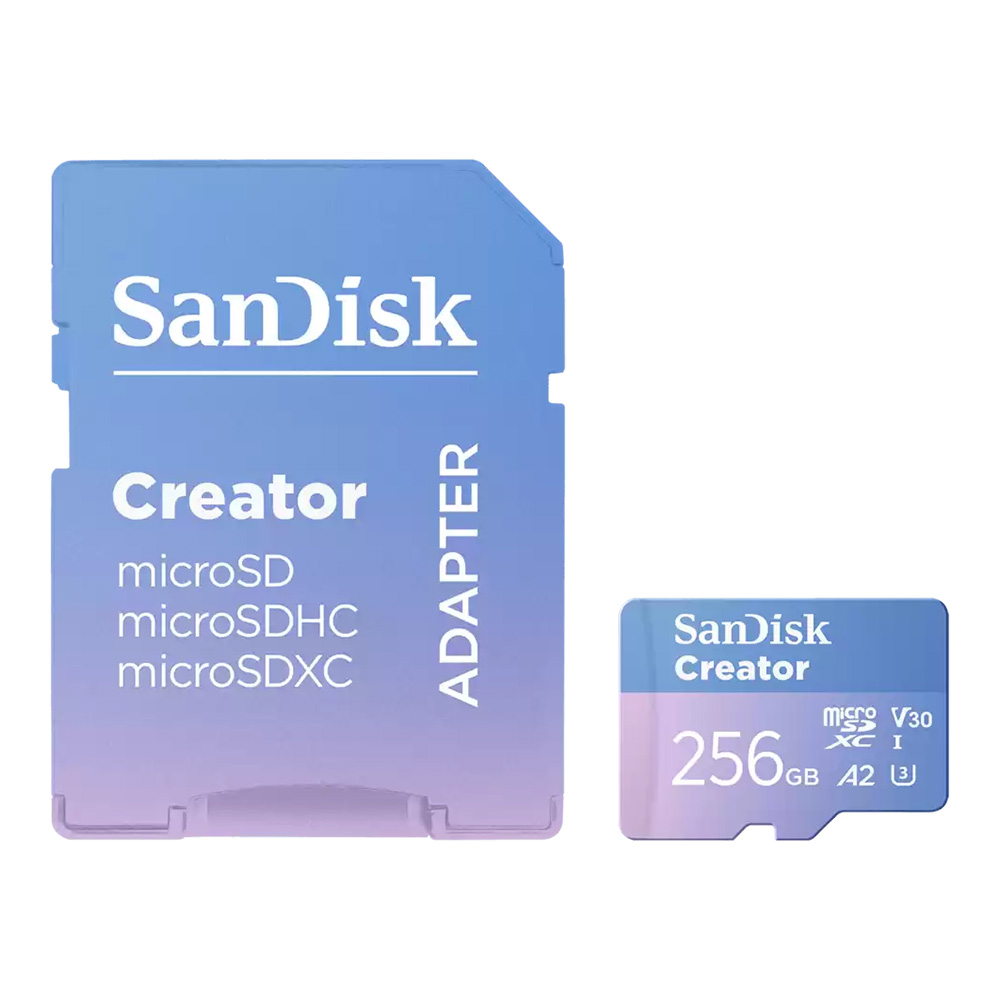 sandisk 256GB Micro SD Card SANDISK Creator With SD Adapter SDSQXAV-256G-GN6MS (190MB/s.) — product image 1