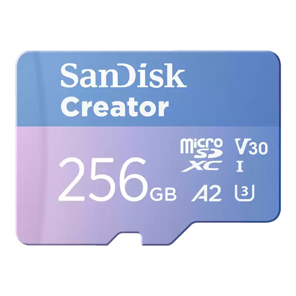 256GB Micro SD Card SANDISK Creator With SD Adapter SDSQXAV-256G-GN6MS (190MB/s.) thumbnail 2