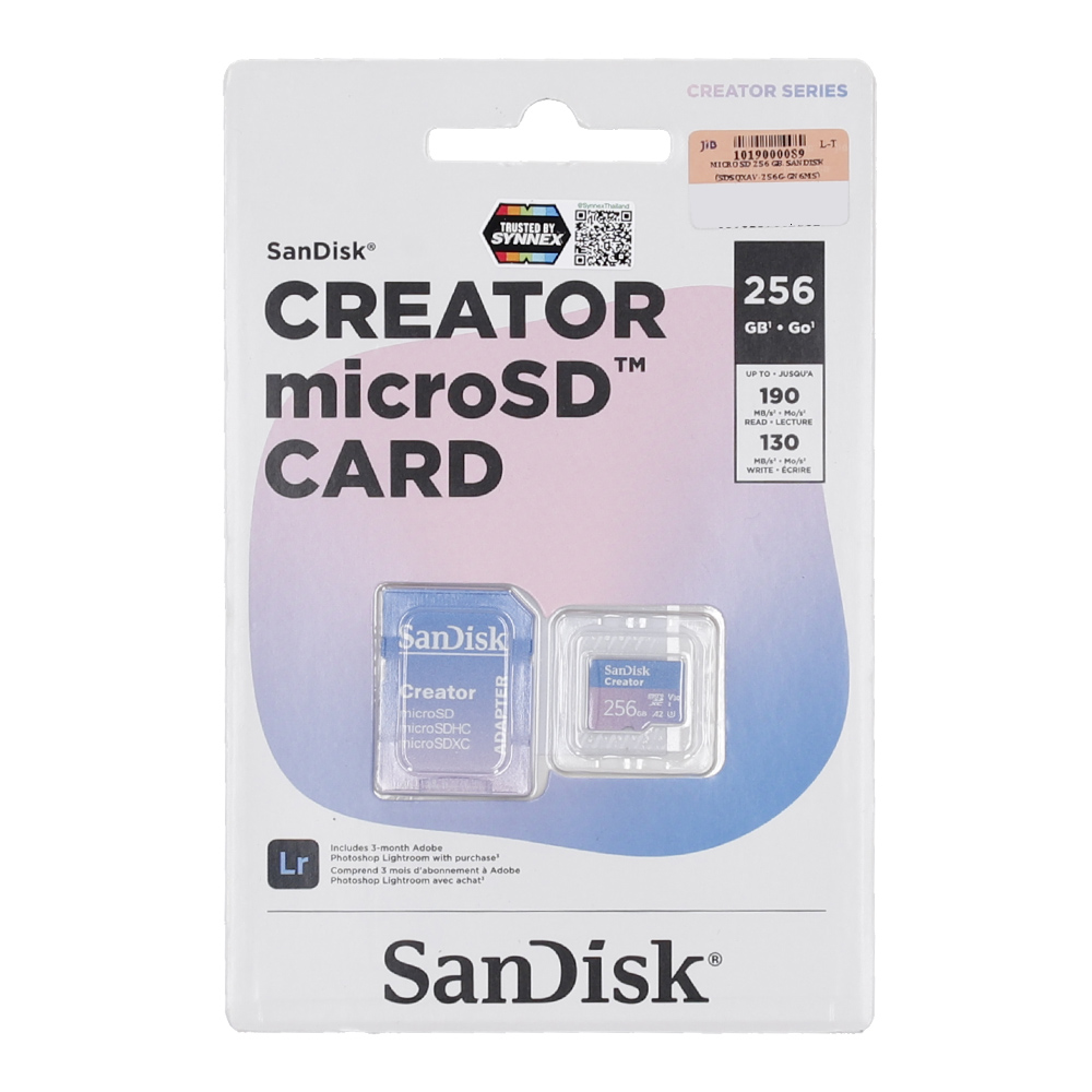 256GB Micro SD Card SANDISK Creator With SD Adapter SDSQXAV-256G-GN6MS (190MB/s.) thumbnail 3