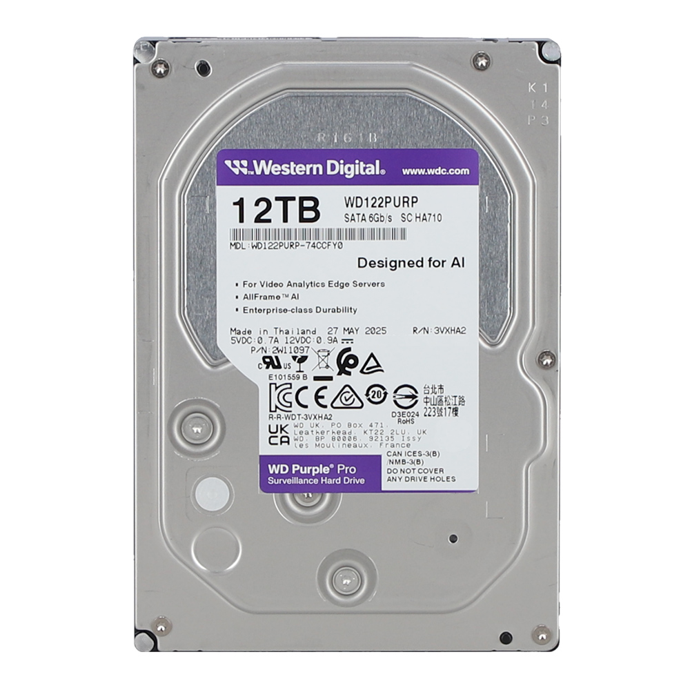 wd 12 TB HDD CCTV WD PURPLE (7200RPM, 512MB, SATA-3, WD122PURP) — product image 1