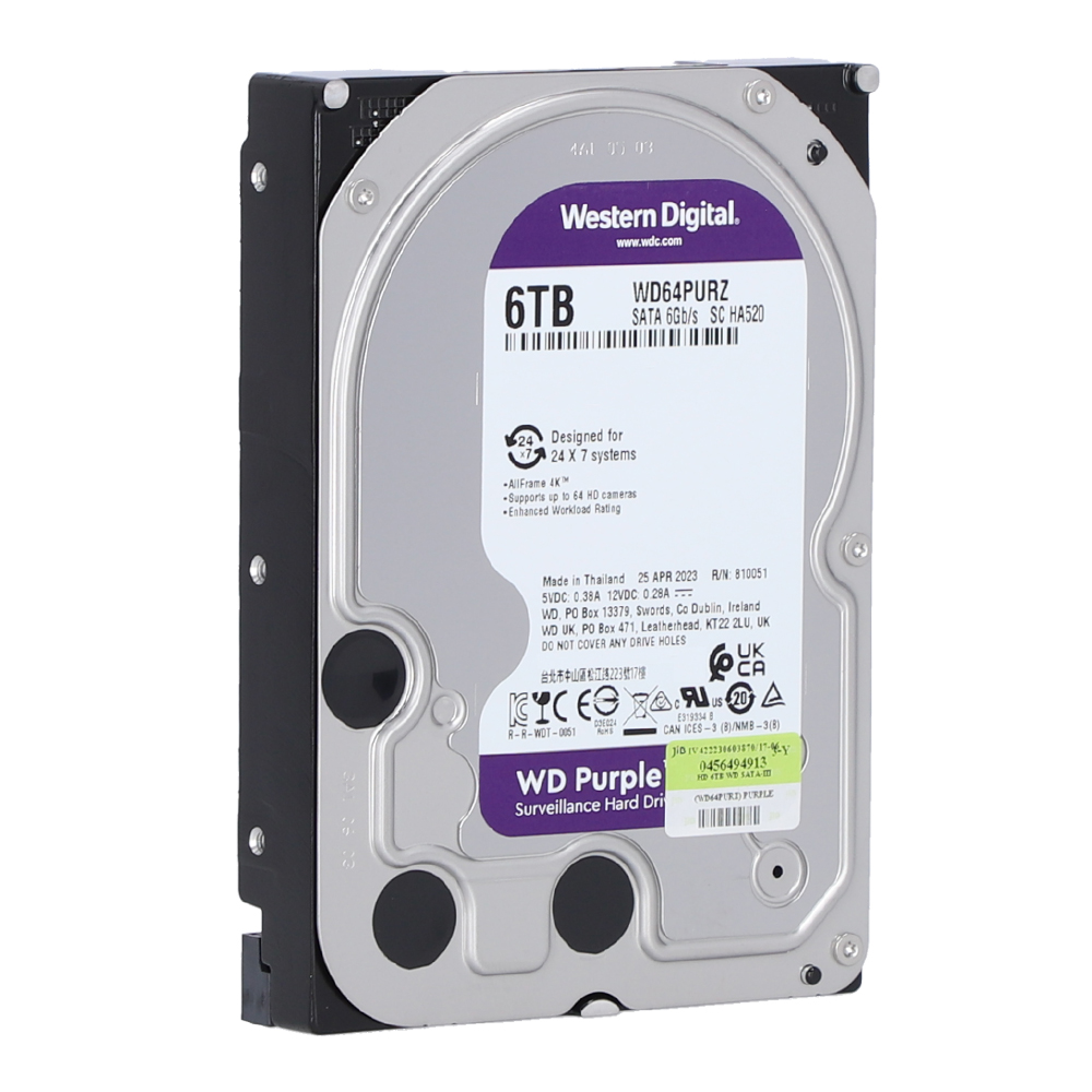 6 TB HDD CCTV WD PURPLE (5400RPM, 256MB, SATA-3, WD64PURZ) thumbnail 2