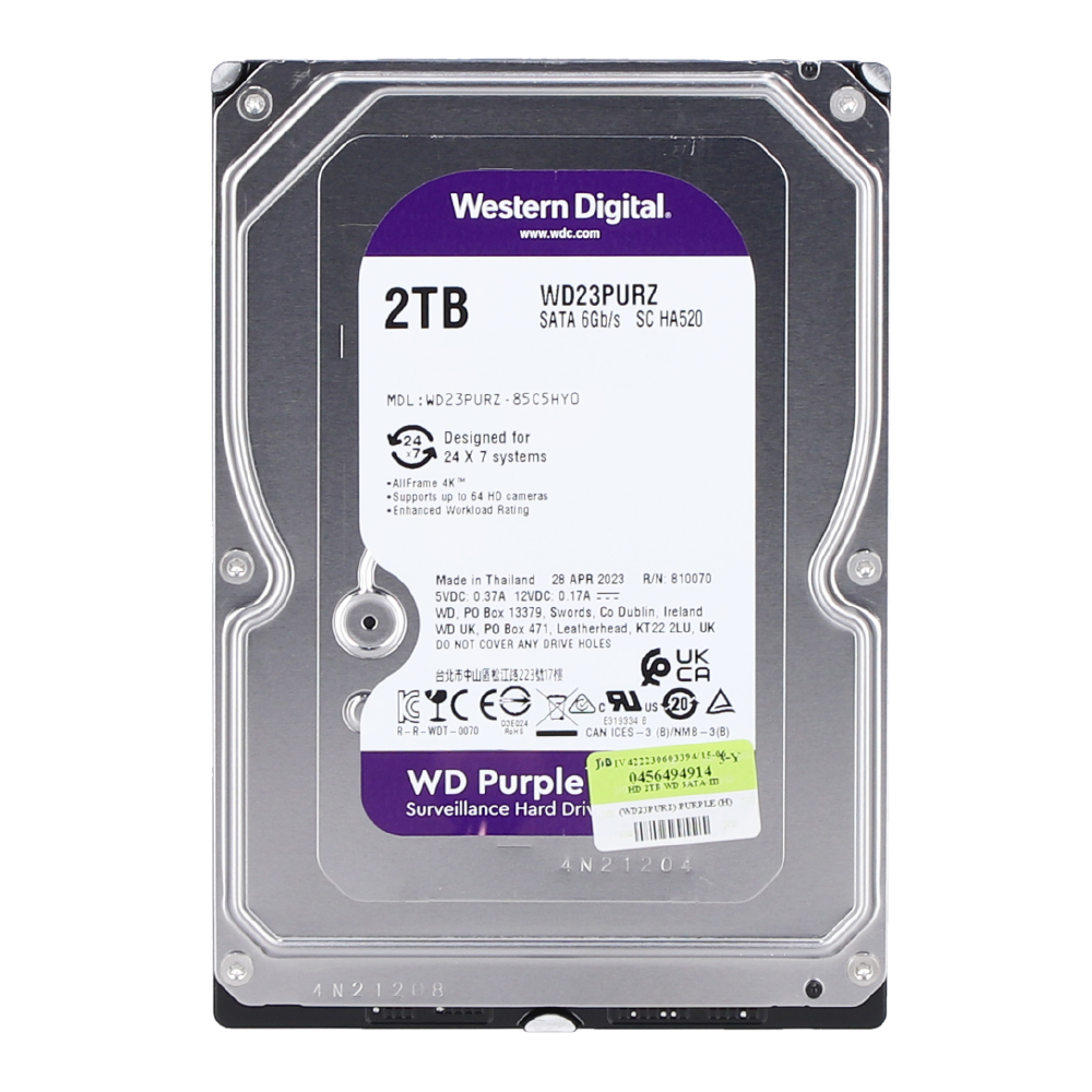 wd 2 TB HDD CCTV WD PURPLE (5400RPM, 256MB, SATA-3, WD23PURZ) — product image 1